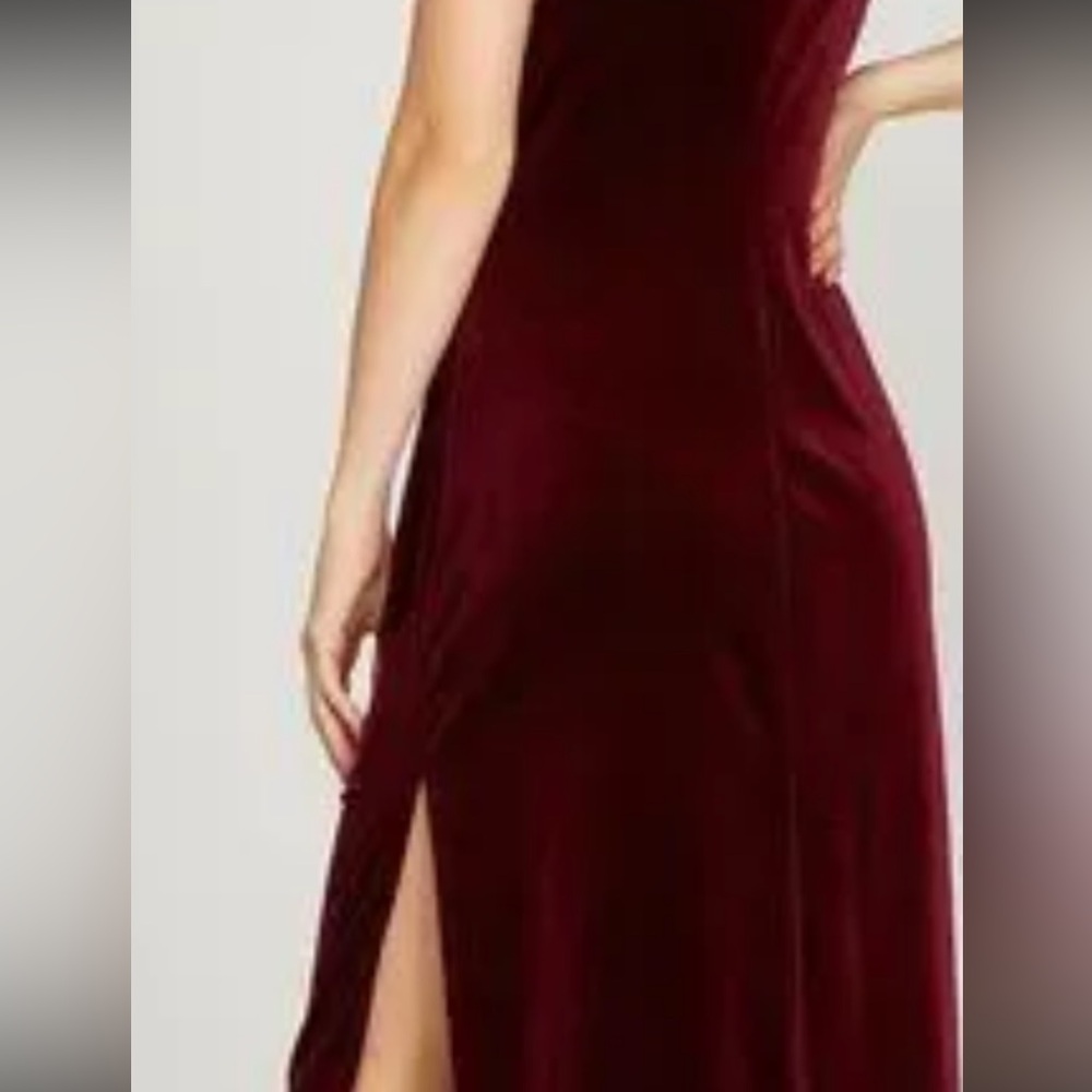 She + Sky Wine Velvet Slip Dress - Picture 3 of 8